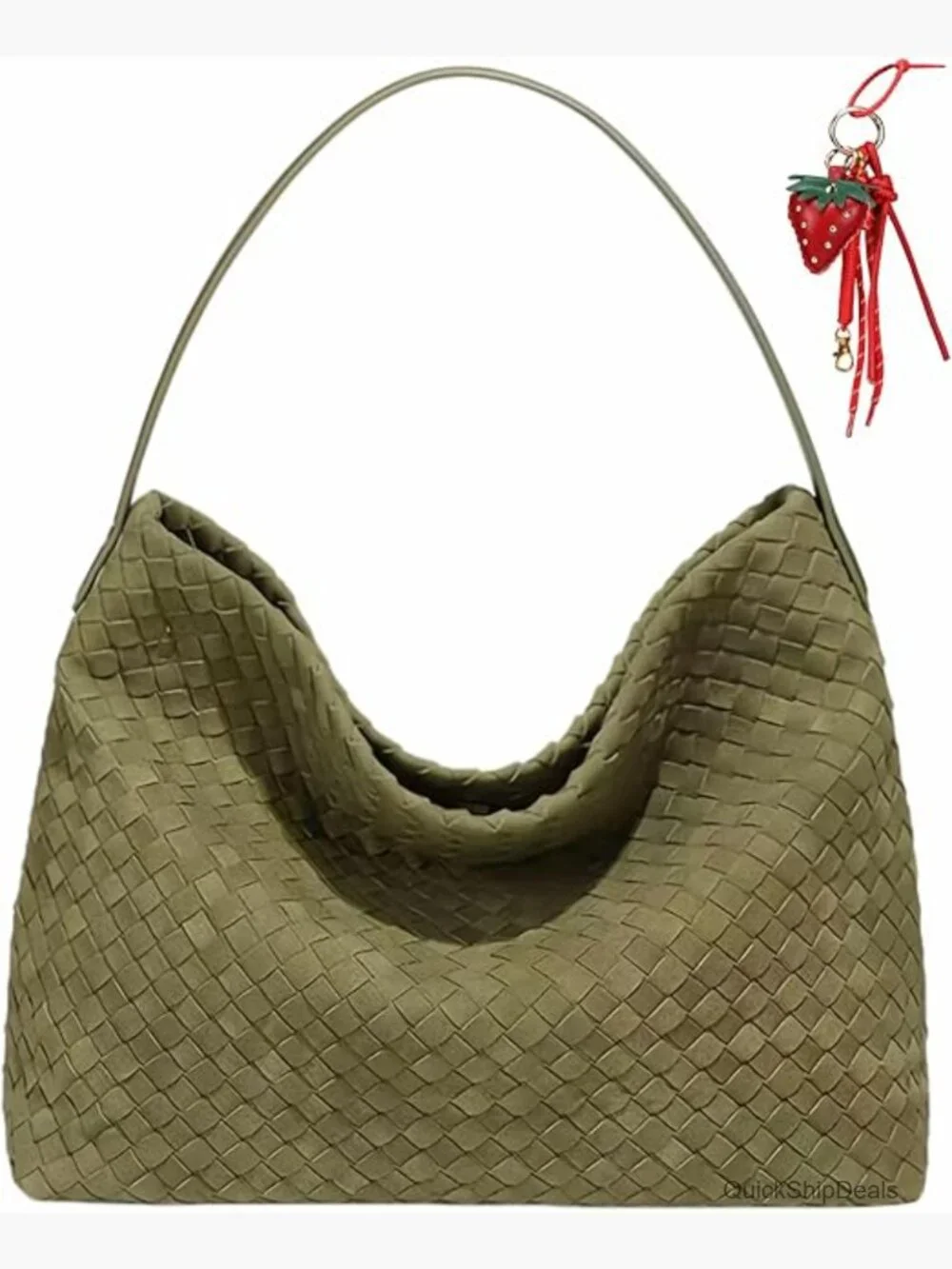 Woven Suede Shoulder Bag Hobo Tote Crossbody Purse